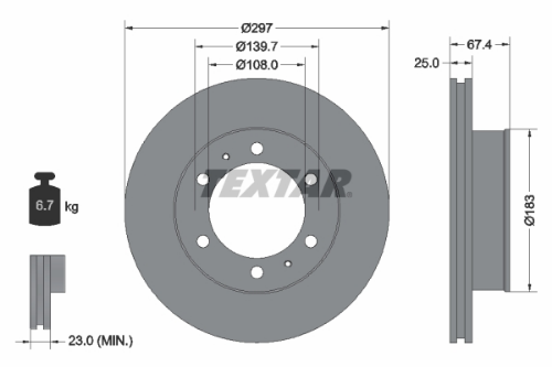 TEXTAR 92222600 Fren Sistemleri Fren Diski - TOYOTA HILUX VII Pick-up (_N1_, _N2_, _N3_) uyumlu