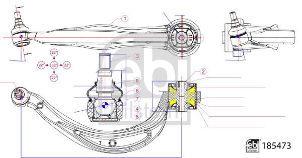 FEBI BILSTEIN 185473 Süspansiyon Sistemi Bugi Kolu - AUDI Q5 (8RB) uyumlu