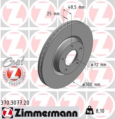 ZIMMERMANN 370.3077.20 Fren Sistemleri Fren Diski - MAZDA 5 (CW) uyumlu