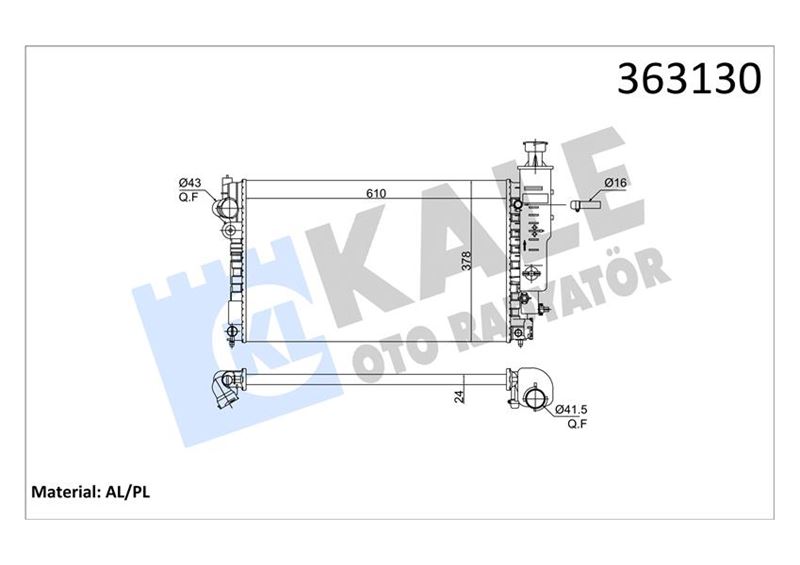 KALE OTO RADYATÖR 363130 Soğutma Sistemi Su Soğutucu & Parçaları - PEUGEOT 405 II (4B) uyumlu