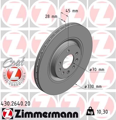ZIMMERMANN 430.2640.20 Fren Sistemleri Fren Diski - OPEL CORSA E (X15) uyumlu