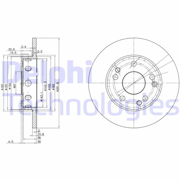 DELPHI BG2288 Fren Sistemleri Fren Diski - MERCEDES-BENZ 190 (W201) uyumlu