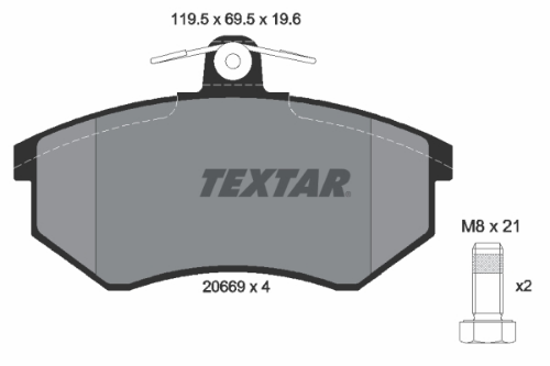 TEXTAR 2066921 Fren Sistemleri Fren Balatası - AUDI 80 B3 Sedan (893, 894, 8A2) uyumlu