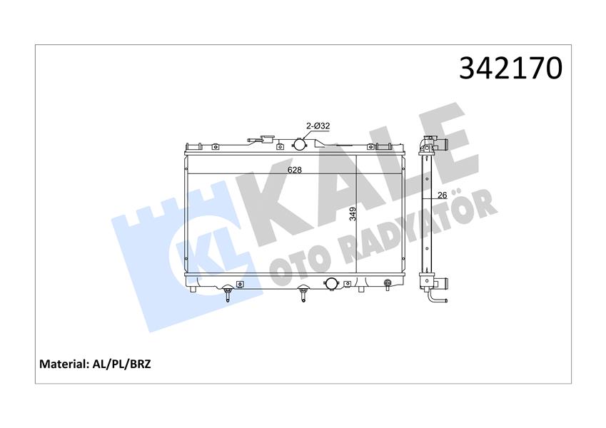 KALE OTO RADYATÖR 342170 Soğutma Sistemi Su Soğutucu & Parçaları - TOYOTA COROLLA Compact (_E11_) uyumlu