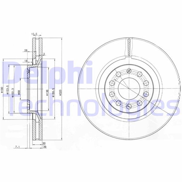 DELPHI BG3714 Fren Sistemleri Fren Diski - AUDI A4 B5 (8D2) uyumlu