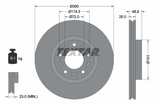 TEXTAR 92130403 Fren Sistemleri Fren Diski - MAZDA 5 (CW) uyumlu