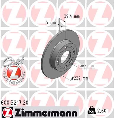 ZIMMERMANN 600.3217.20 Fren Sistemleri Fren Diski - VW POLO III CLASSIC (6V2) uyumlu