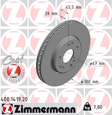 ZIMMERMANN 400.1419.20 Fren Sistemleri Fren Diski - MERCEDES-BENZ 190 (W201) uyumlu