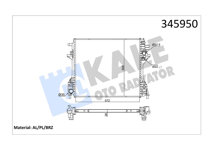 KALE OTO RADYATÖR 345950 Soğutma Sistemi Su Soğutucu & Parçaları - JAGUAR XF I (X250) uyumlu