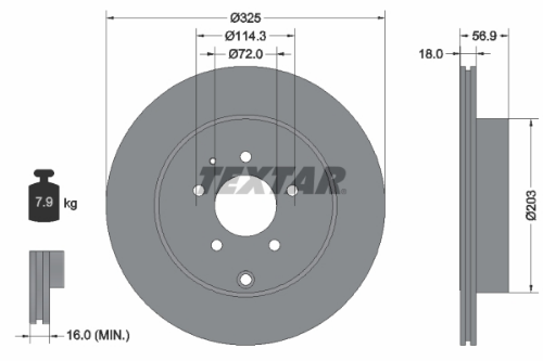 TEXTAR 92223603 Fren Sistemleri Fren Diski - MAZDA CX-7 (ER) uyumlu
