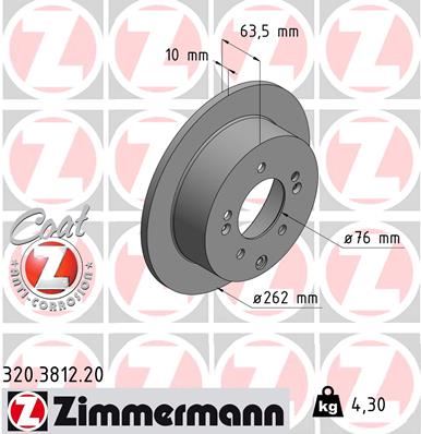 ZIMMERMANN 320.3812.20 Fren Sistemleri Fren Diski - KIA SOUL I (AM) uyumlu