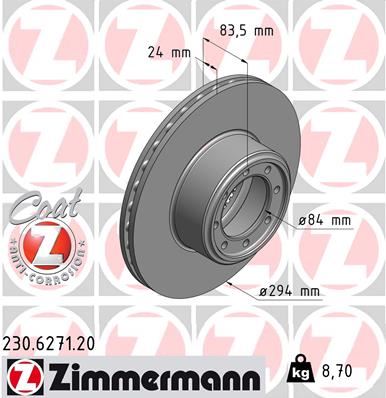 ZIMMERMANN 230.6271.20 Fren Sistemleri Fren Diski - IVECO DAILY IV Platform şasi uyumlu