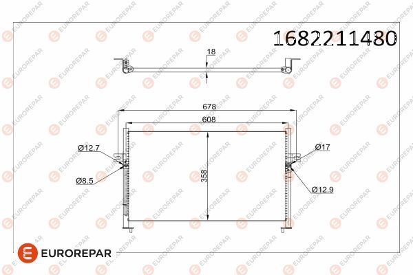 EUROREPAR 1682211480 İklimlendirme Sistemi Klima Radyatörü - HYUNDAI H-1 / STAREX Minibüs/Otobüs (A1) uyumlu