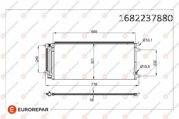 EUROREPAR 1682237880 İklimlendirme Sistemi Klima Radyatörü - HONDA CIVIC X Hatchback (FC_, FK_) uyumlu