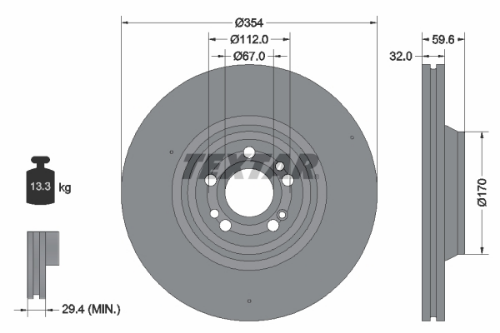 TEXTAR 92306005 Fren Sistemleri Fren Diski - MERCEDES-BENZ GLE (V167) uyumlu