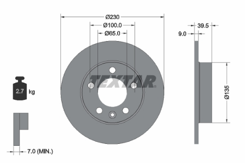 TEXTAR 92082503 Fren Sistemleri Fren Diski - SEAT IBIZA IV (6J5, 6P1) uyumlu