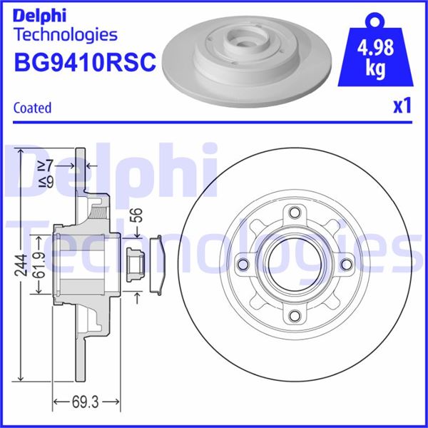 DELPHI BG9410RSC Fren Sistemleri Fren Diski - PEUGEOT 208 I (CA_, CC_) uyumlu
