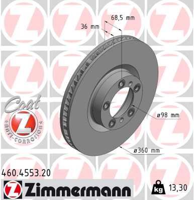 ZIMMERMANN 460.4553.20 Fren Sistemleri Fren Diski - PORSCHE CAYENNE (9YA) uyumlu