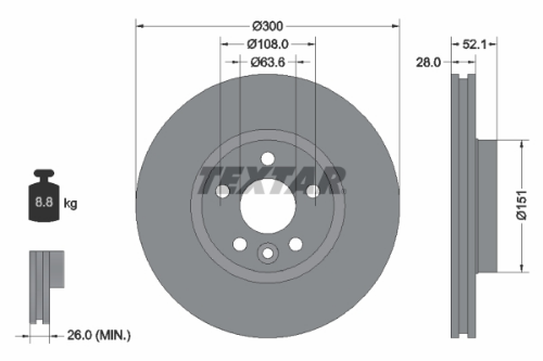 TEXTAR 92159205 Fren Sistemleri Fren Diski - LAND ROVER FREELANDER 2 (L359) uyumlu