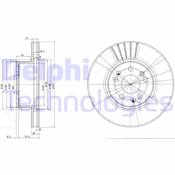 DELPHI BG2737 Fren Sistemleri Fren Diski - MERCEDES-BENZ S-SERISI (W140) uyumlu