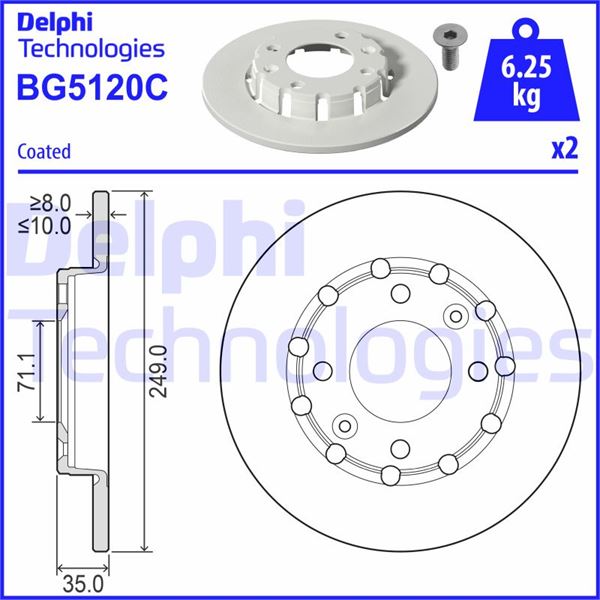 DELPHI BG5120C Fren Sistemleri Fren Diski - DS DS 3 / DS 3 CROSSBACK (UR_, UC_, UJ_) uyumlu