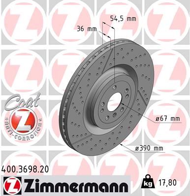 ZIMMERMANN 400.3698.20 Fren Sistemleri Fren Diski - MERCEDES-BENZ M-SERISI (W166) uyumlu
