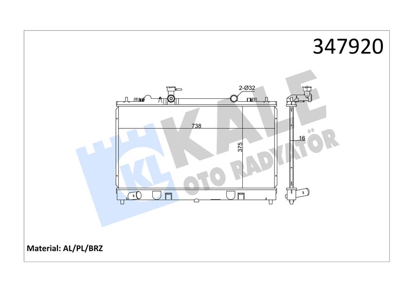 KALE OTO RADYATÖR 347920 Soğutma Sistemi Su Soğutucu & Parçaları - MAZDA 6 Hatchback (GG) uyumlu