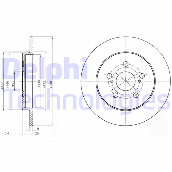 DELPHI BG4201C Fren Sistemleri Fren Diski - TOYOTA VERSO S (_P12_) uyumlu
