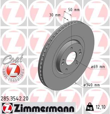 ZIMMERMANN 285.3542.20 Fren Sistemleri Fren Diski - KIA SORENTO III (UM) uyumlu