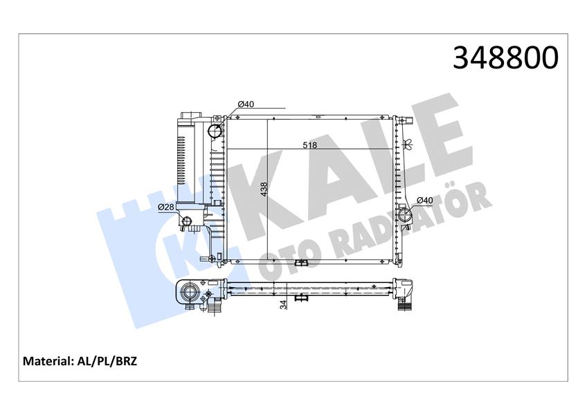 KALE OTO RADYATÖR 348800 Soğutma Sistemi Su Soğutucu & Parçaları - BMW 5 (E34) uyumlu