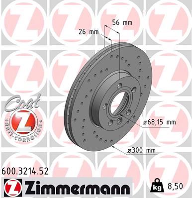 ZIMMERMANN 600.3214.52 Fren Sistemleri Fren Diski - VW TRANSPORTER T4 Minibüs/Otobüs (70B, 70C, 7DB, 7DK, 70J, 70K, uyumlu