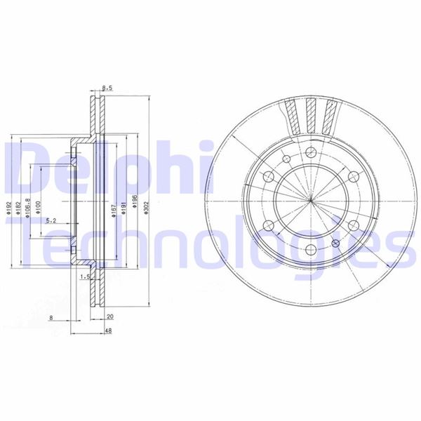 DELPHI BG2591 Fren Sistemleri Fren Diski - TOYOTA LAND CRUISER (_J7_, _JL7_) uyumlu