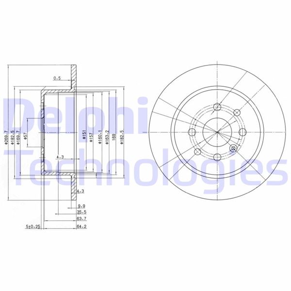DELPHI BG3141 Fren Sistemleri Fren Diski - OPEL VECTRA B Hatchback (J96) uyumlu