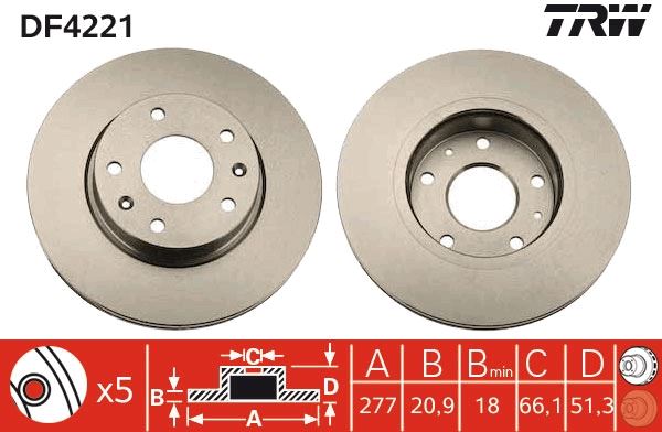 TRW DF4221 Fren Sistemleri Fren Diski - LAND ROVER FREELANDER I Soft Top (L314) uyumlu