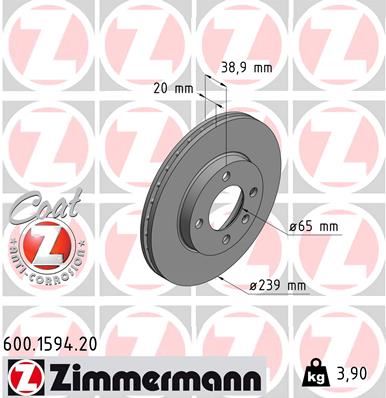 ZIMMERMANN 600.1594.20 Fren Sistemleri Fren Diski - AUDI 80 B1 Sedan (80, 82) uyumlu