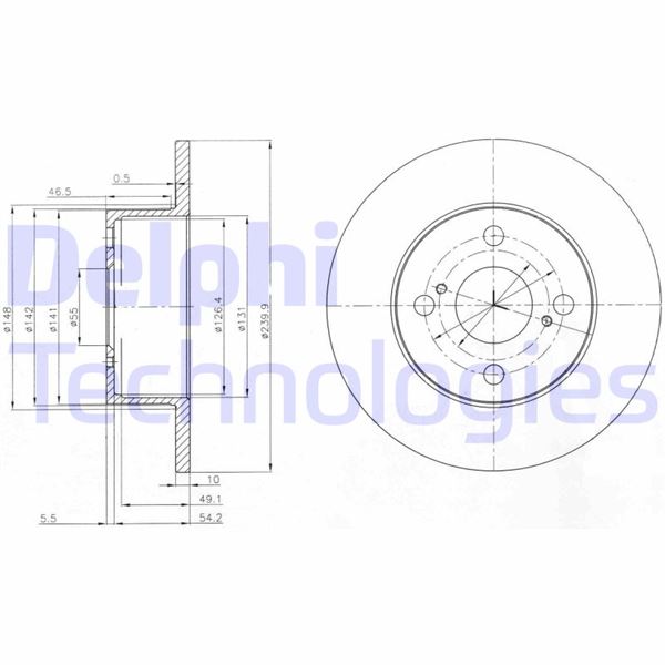 DELPHI BG4050 Fren Sistemleri Fren Diski - TOYOTA COROLLA Compact (_E11_) uyumlu
