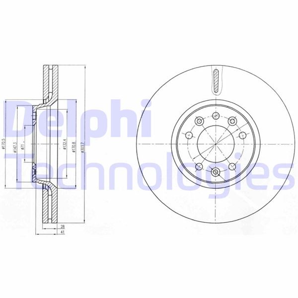 DELPHI BG4083C Fren Sistemleri Fren Diski - PEUGEOT 508 I (8D_) uyumlu