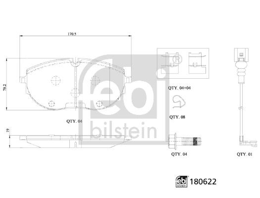 FEBI BILSTEIN 180622 Fren Sistemleri Fren Balatası - VW MULTIVAN T6 (SGF, SGM, SGN, SHM, SHN) uyumlu