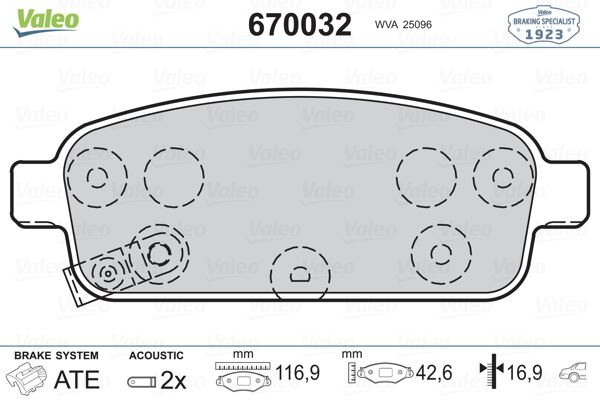 VALEO 670032 Fren Sistemleri Fren Balatası - OPEL ASTRA J Sports Tourer (P10) uyumlu