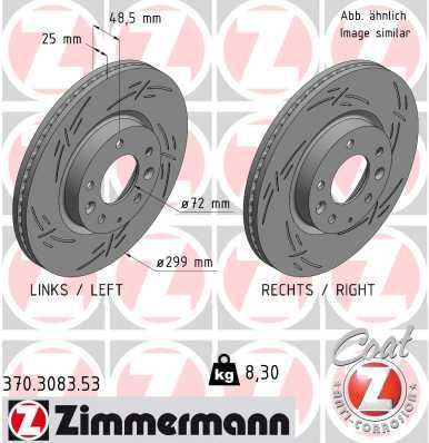 ZIMMERMANN 370.3083.53 Fren Sistemleri Fren Diski - MAZDA 6 Hatchback (GH) uyumlu