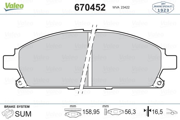 VALEO 670452 Fren Sistemleri Fren Balatası - NISSAN PATHFINDER II (R50) uyumlu