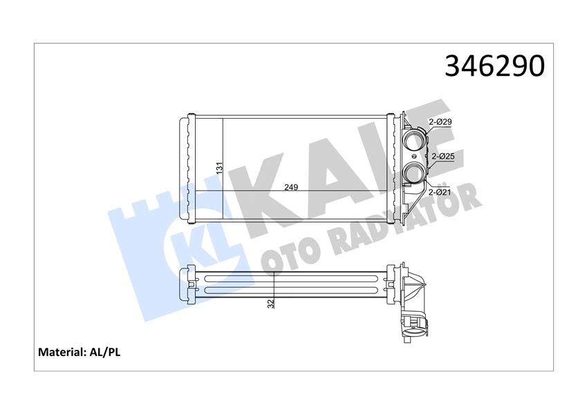 KALE OTO RADYATÖR 346290 İklimlendirme Sistemi İç Mekan Isı Değiştirici - PEUGEOT 307 (3A/C) uyumlu