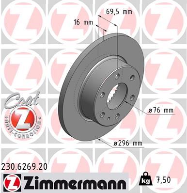 ZIMMERMANN 230.6269.20 Fren Sistemleri Fren Diski - IVECO DAILY IV Platform şasi uyumlu