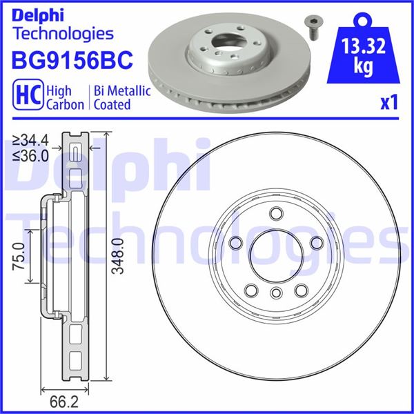 DELPHI BG9156BC Fren Sistemleri Fren Diski - BMW 5 (F10) uyumlu