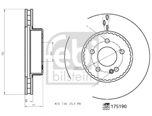 FEBI BILSTEIN 175190 Fren Sistemleri Fren Diski - MERCEDES-BENZ C-SERISI (W205) uyumlu