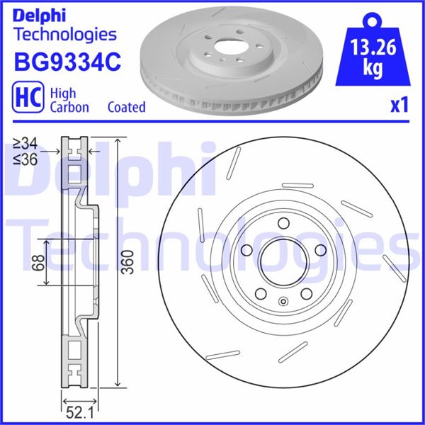 DELPHI BG9334C Fren Sistemleri Fren Diski - PORSCHE MACAN (95B) uyumlu