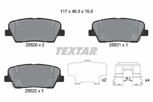 TEXTAR 2552001 Fren Sistemleri Fren Balatası - KIA SORENTO II (XM) uyumlu
