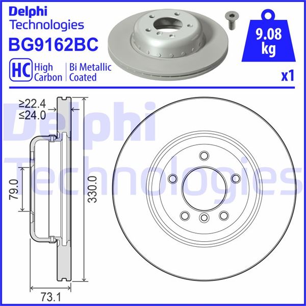 DELPHI BG9162BC Fren Sistemleri Fren Diski - BMW Z4 Roadster (E89) uyumlu