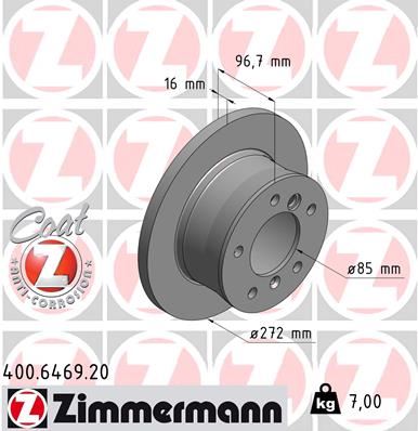 ZIMMERMANN 400.6469.20 Fren Sistemleri Fren Diski - MERCEDES-BENZ G-SERISI (W461) uyumlu