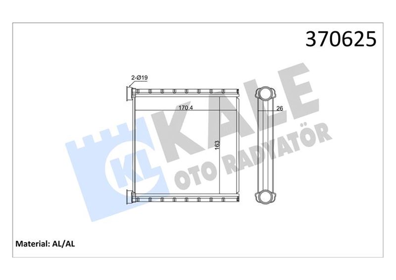 KALE OTO RADYATÖR 370625 İklimlendirme Sistemi İç Mekan Isı Değiştirici - VW GOLF VII Variant (BA5, BV5) uyumlu